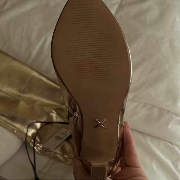 Brian Atwood x Express Metallic Over The Knee Heeled Boots Size 7 - Picture 5 of 5